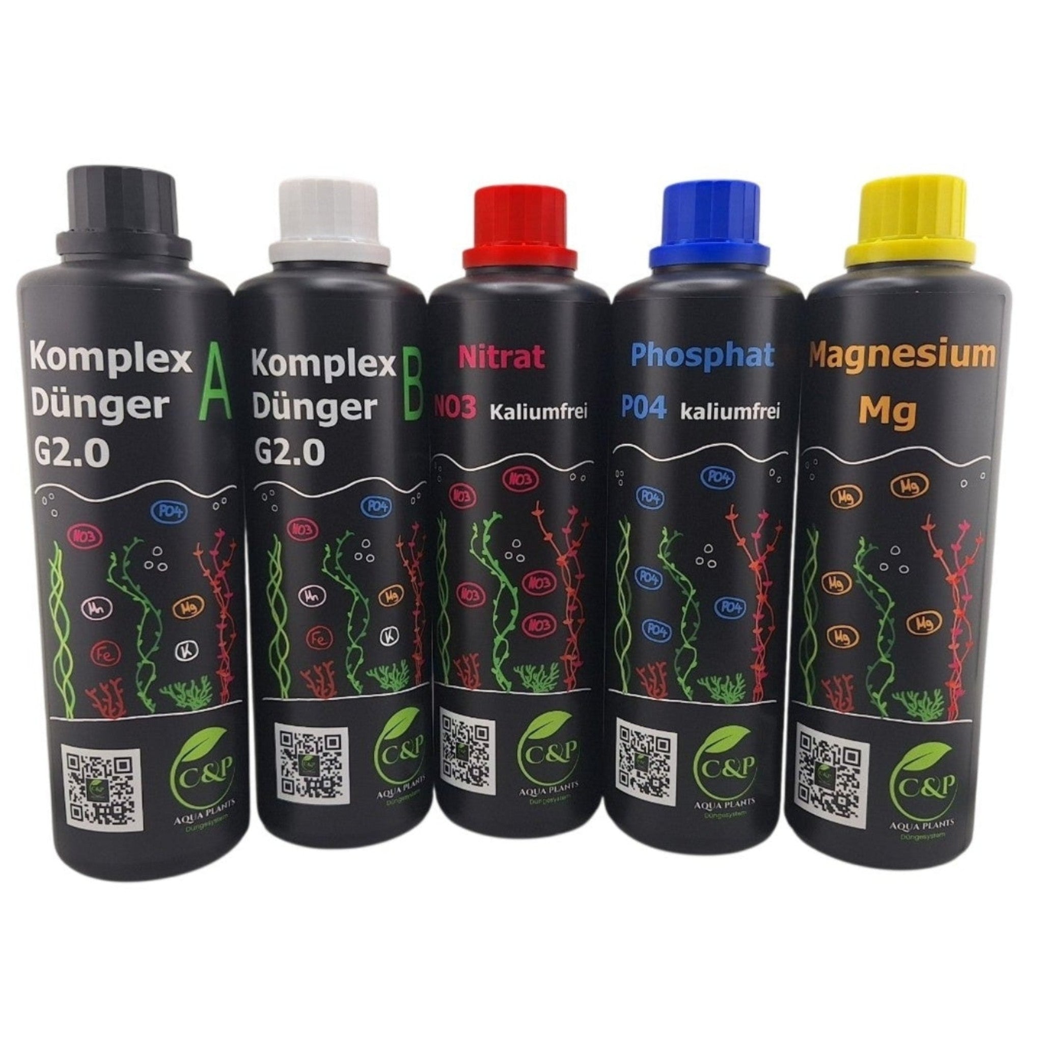 C&P Aquaplants Aquarium Starterset mit fünf Düngerflaschen für Leitungswasser zur optimalen Pflanzenversorgung