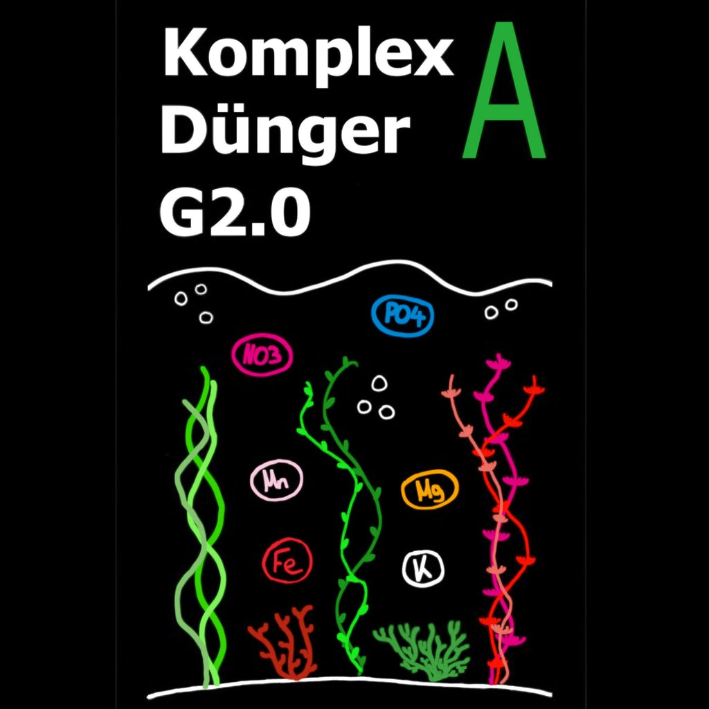 C&P Aquaplants Komplex A Dünger G2.0 Flasche mit grafischer Darstellung von Nährstoffen für Aquarienpflanzen